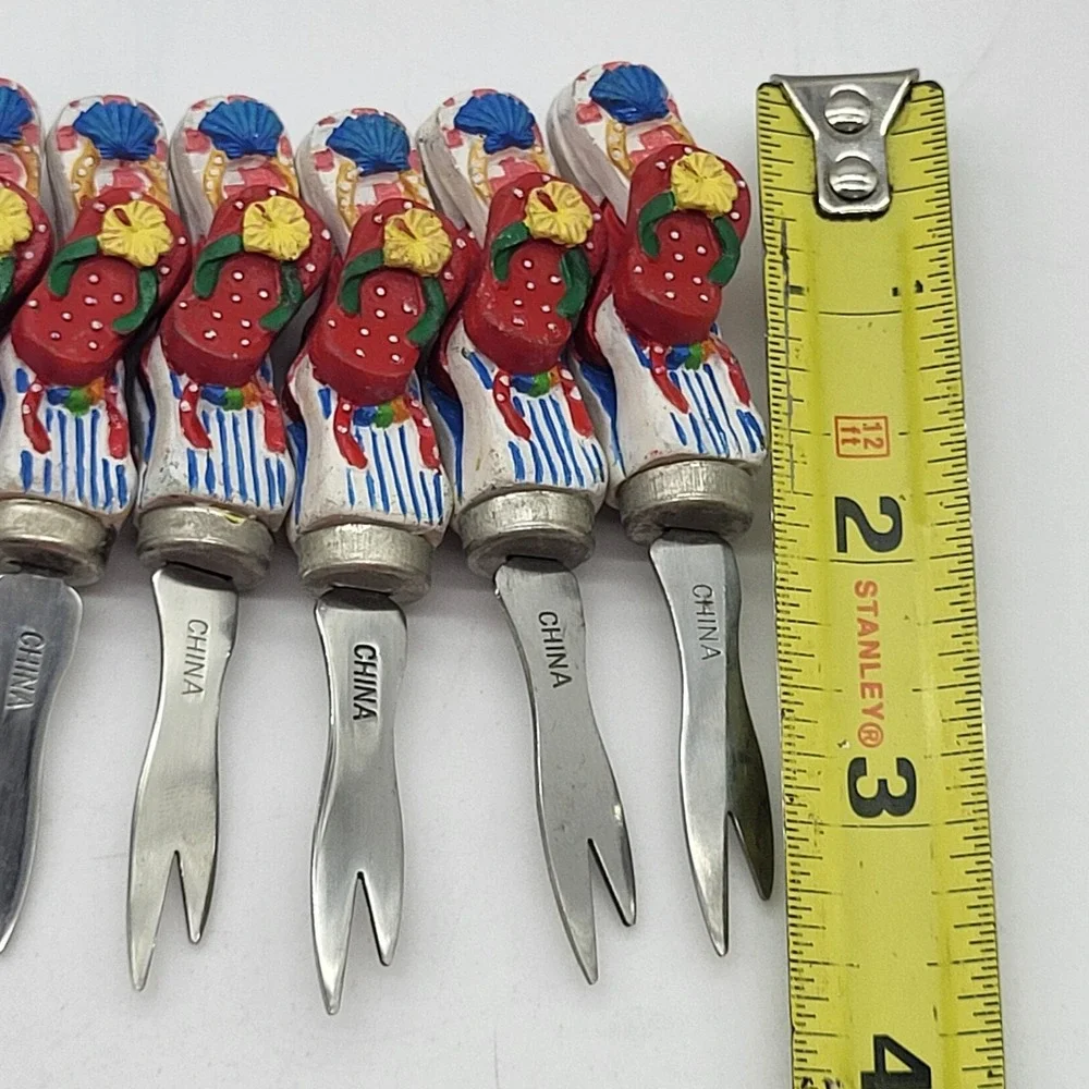 Appetizer Forks Novelty Flip Flop Seashell Summer Colorful Cocktail Set Of 8